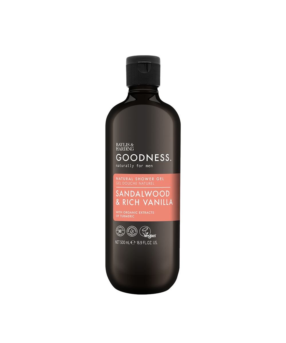 Goodness Men's Sandalwood & Rich Vanilla Shower Gel 500ml