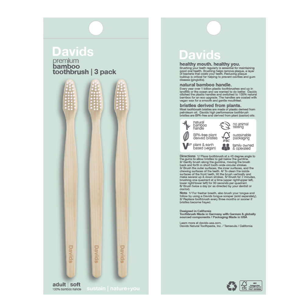 Premium Bamboo Toothbrush, Soft PACK OF 3