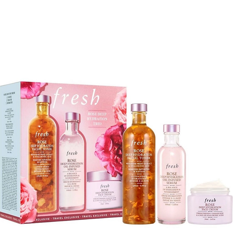 Rose Deep Hydration Trio Set (Rose Deep Hydration Toner 250Ml + Rose Deep Hydration Oil-Infused Serum 100Ml + Rose Face Cream 50Ml)